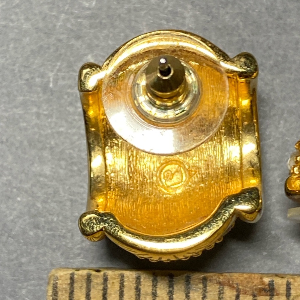Vintage Swarovski pave crystal gold huggie hoop pierced earrings - Picture 4 of 4